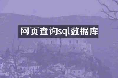 网页查询sql数据库