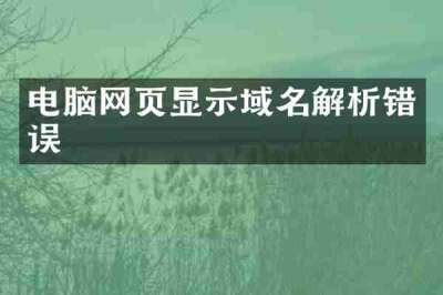 电脑网页显示域名解析错误