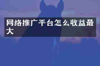 网络推广平台怎么收益最大