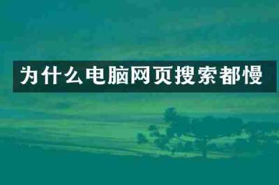 为什么电脑网页搜索都慢