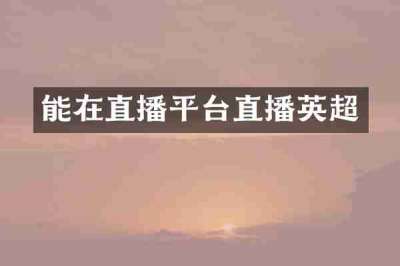 能在直播平台直播英超