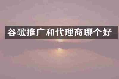 谷歌推广和代理商哪个好