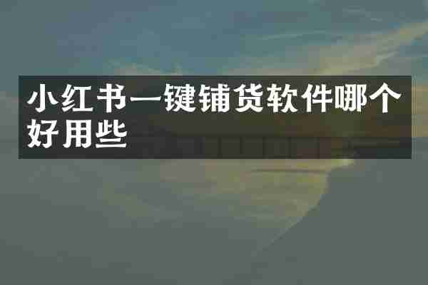 小红书一键铺货软件哪个好用些