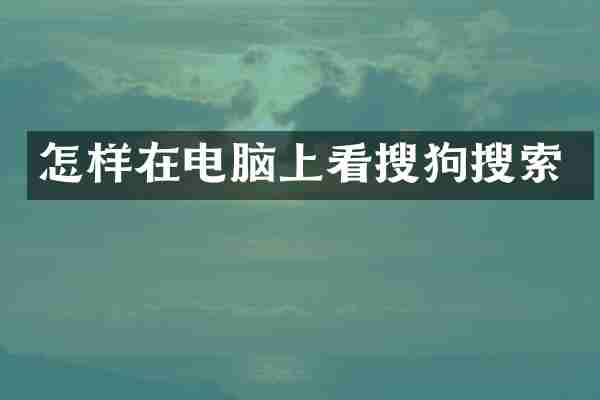 怎样在电脑上看搜狗搜索