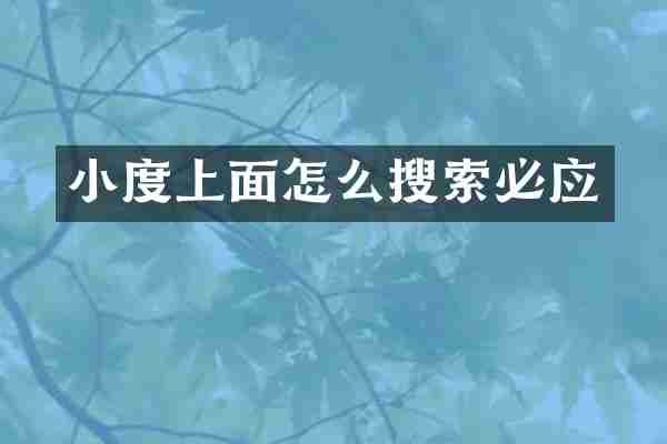 小度上面怎么搜索必应