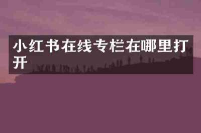 小红书在线专栏在哪里打开