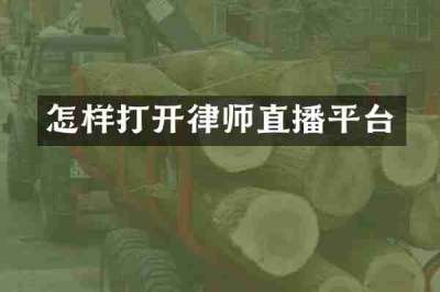 怎样打开律师直播平台