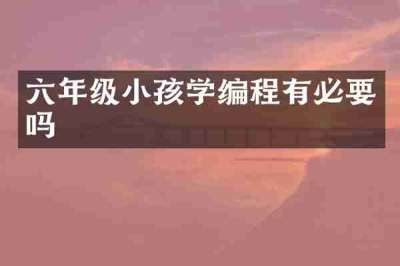 六年级小孩学编程有必要吗