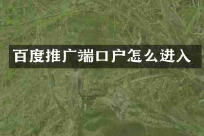 百度推广端口户怎么进入