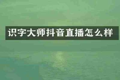 识字大师抖音直播怎么样