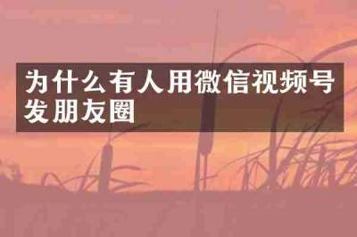 为什么有人用微信视频号发朋友圈