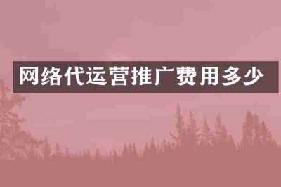 网络代运营推广费用多少