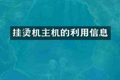 挂烫机主机的利用信息