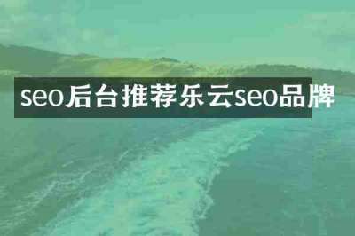 seo后台推荐乐云seo品牌