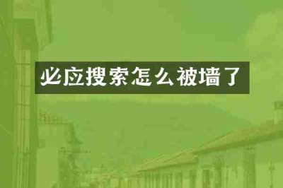 必应搜索怎么被墙了