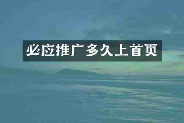 必应推广多久上首页