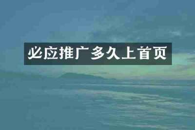 必应推广多久上首页
