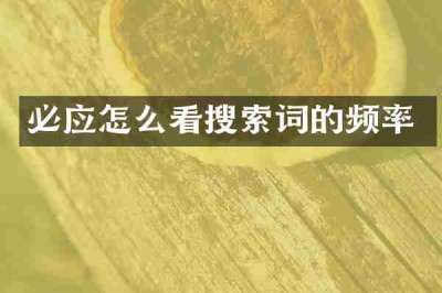 必应怎么看搜索词的频率