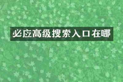 必应高级搜索入口在哪
