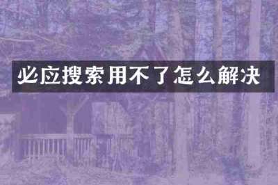必应搜索用不了怎么解决