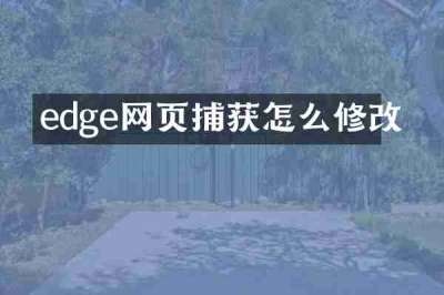 edge网页捕获怎么修改