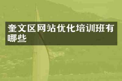 奎文区网站优化培训班有哪些