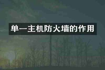 单一主机防火墙的作用
