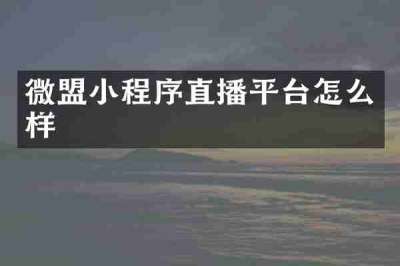 微盟小程序直播平台怎么样