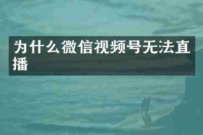为什么微信视频号无法直播