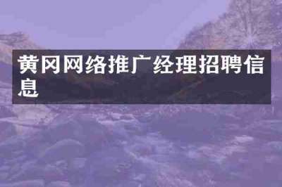 黄冈网络推广经理招聘信息