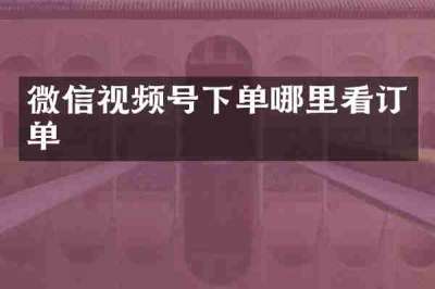 微信视频号下单哪里看订单