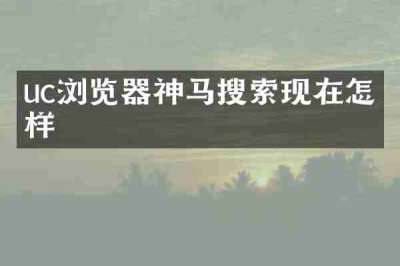 uc浏览器神马搜索现在怎么样
