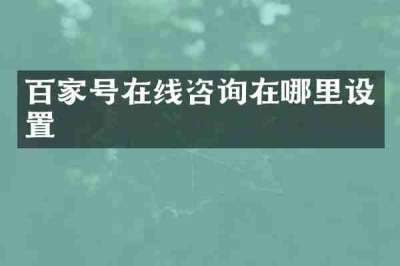 百家号在线咨询在哪里设置