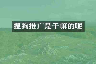搜狗推广是干嘛的呢