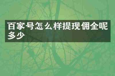 百家号怎么样提现佣金呢多少
