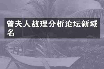 曾夫人数理分析论坛新域名