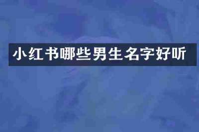 小红书哪些男生名字好听