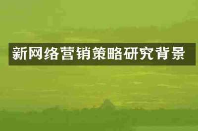 新网络营销策略研究背景