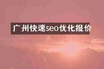 广州快速seo优化报价