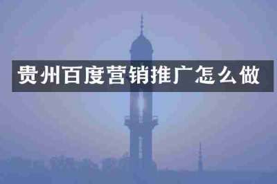 贵州百度营销推广怎么做