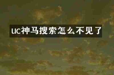 uc神马搜索怎么不见了