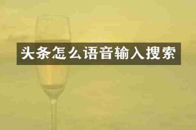 头条怎么语音输入搜索