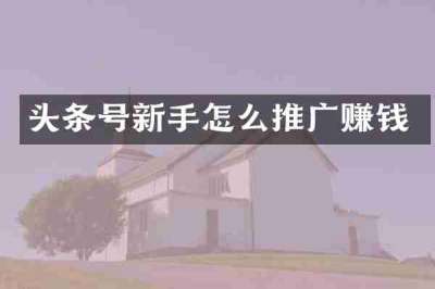 头条号新手怎么推广赚钱
