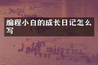 编程小白的成长日记怎么写