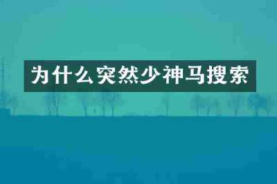 为什么突然少神马搜索