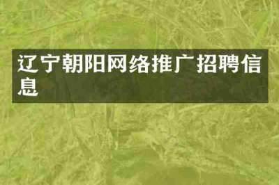 辽宁朝阳网络推广招聘信息