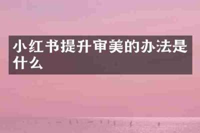 小红书提升审美的办法是什么
