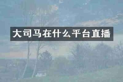 大司马在什么平台直播