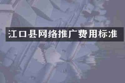 江口县网络推广费用标准
