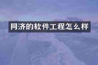 同济的软件工程怎么样